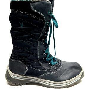 Santana Canada Boots Womens 9/40 Mohawk Waterproof Mid Calf Black Lace Up Winter